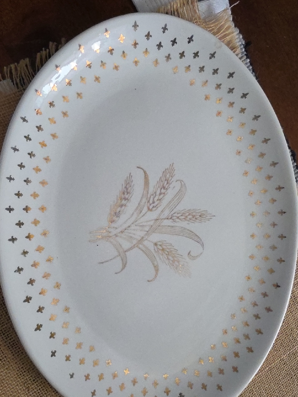 Gold Wheat Decorative Serving Platter - White and Gold